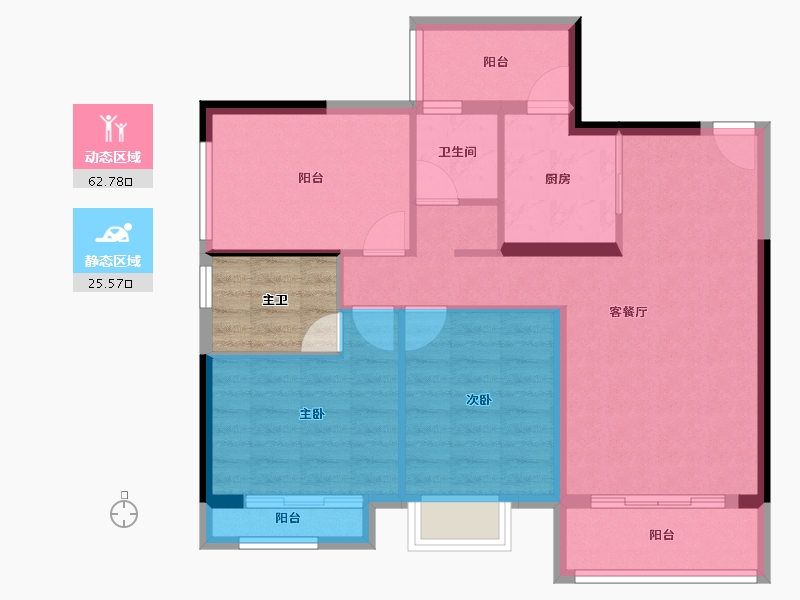 广西壮族自治区-来宾市-龙峰·翠屏御花苑-83.62-户型库-动静分区