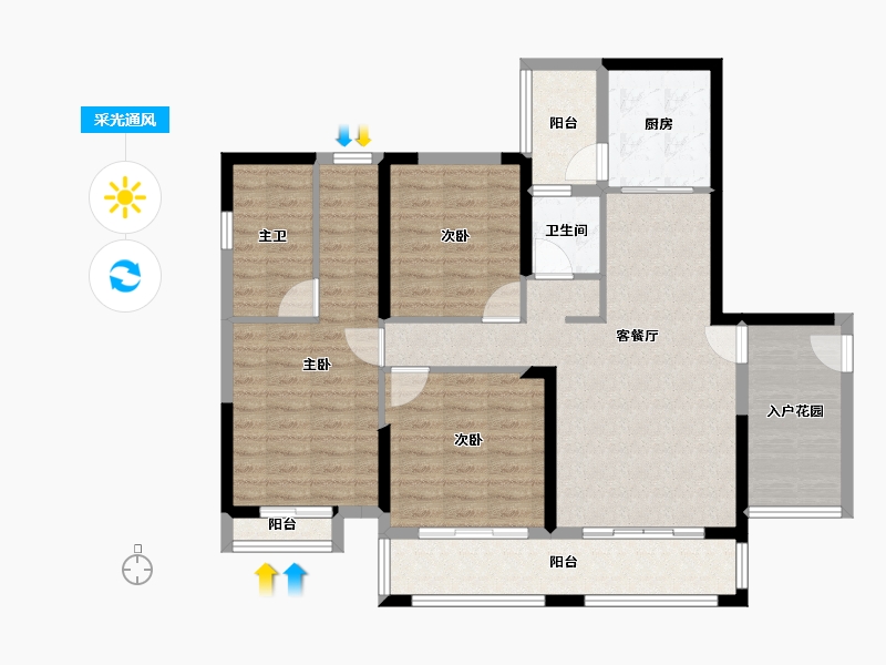 广西壮族自治区-来宾市-龙峰·翠屏御花苑-107.11-户型库-采光通风