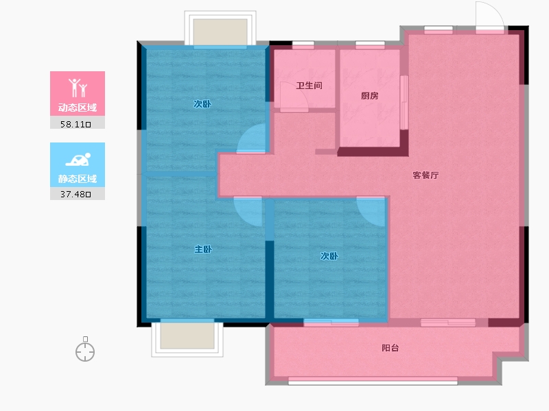 安徽省-阜阳市-世茂时代云著-85.99-户型库-动静分区