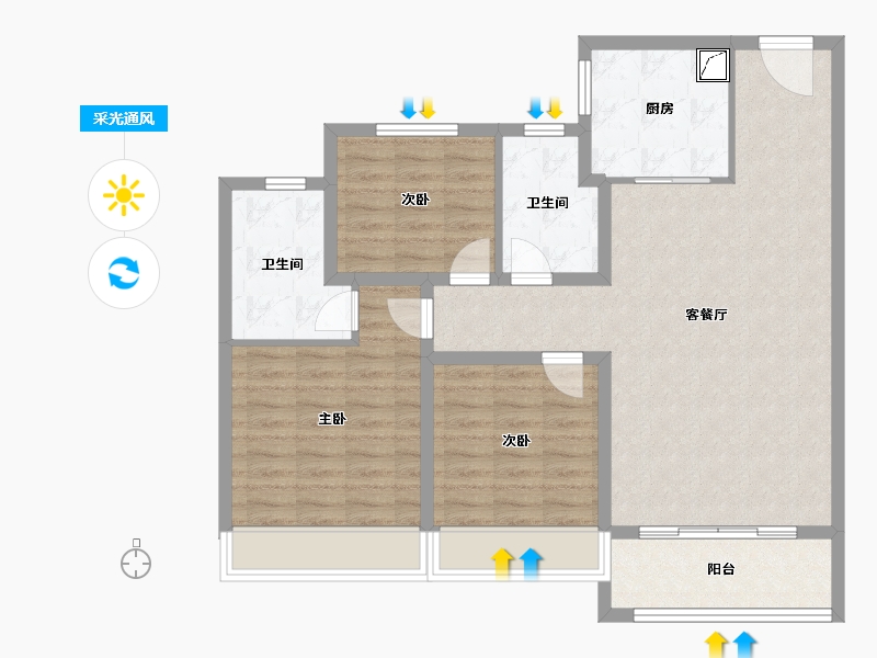 山东省-淄博市-云星齐都御园-96.00-户型库-采光通风