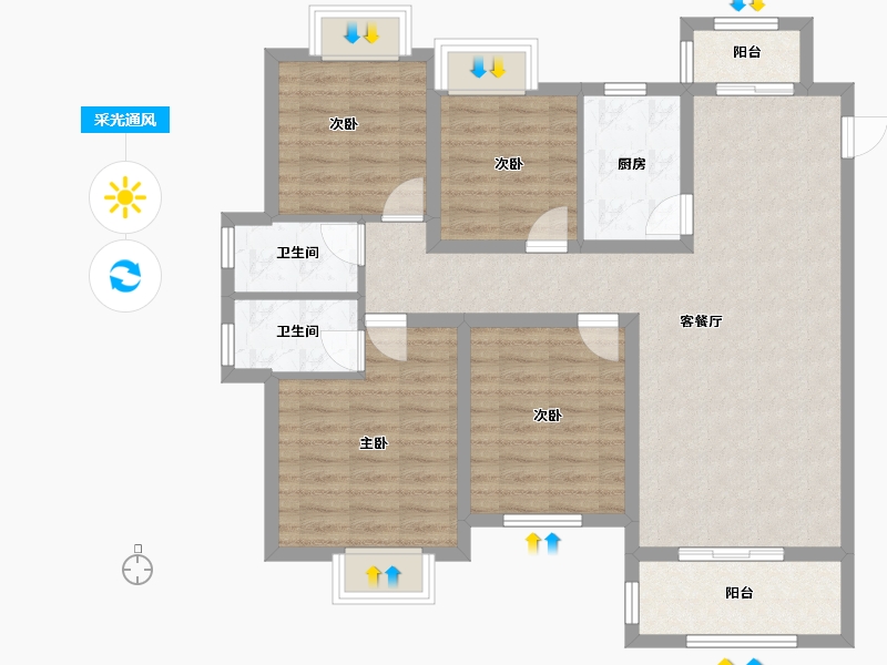 江西省-吉安市-美璟华府-98.18-户型库-采光通风