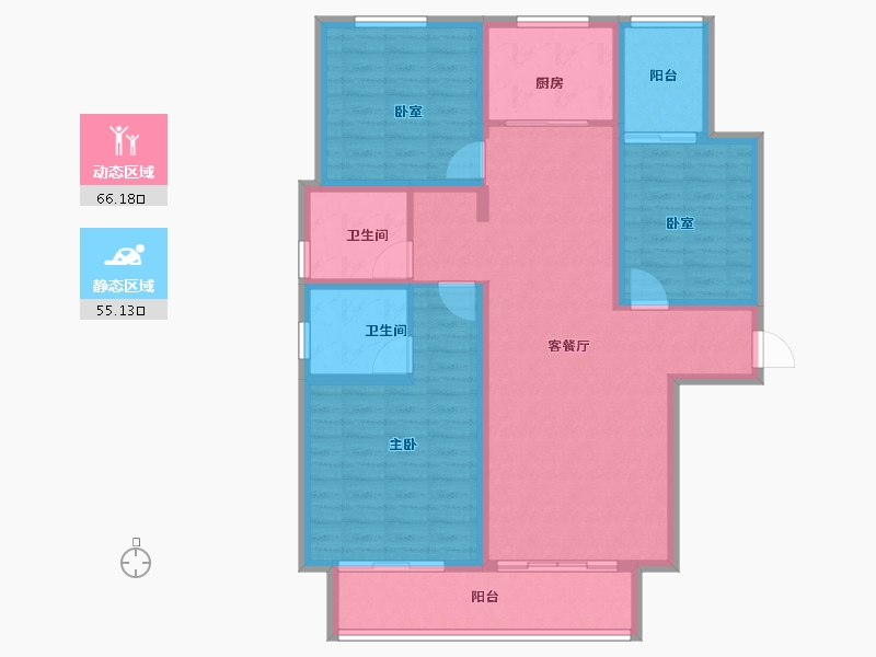 陕西省-宝鸡市-锦华世纪苑-108.80-户型库-动静分区