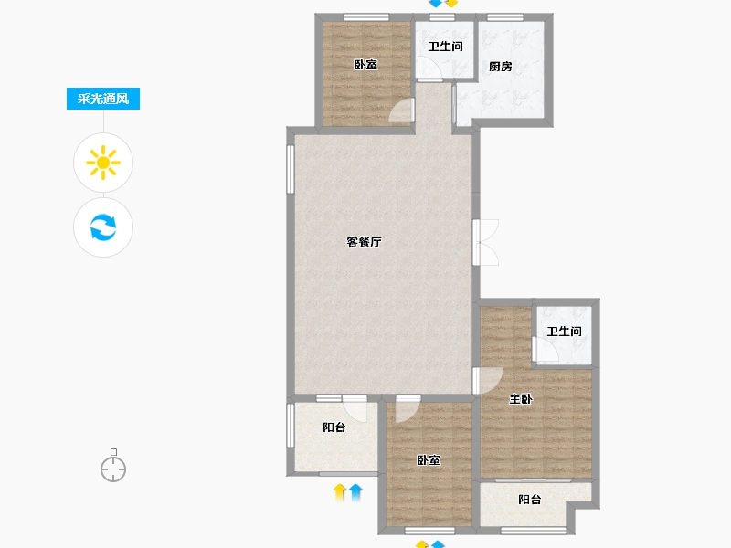 山东省-滨州市-中兴玉玲珑-111.10-户型库-采光通风