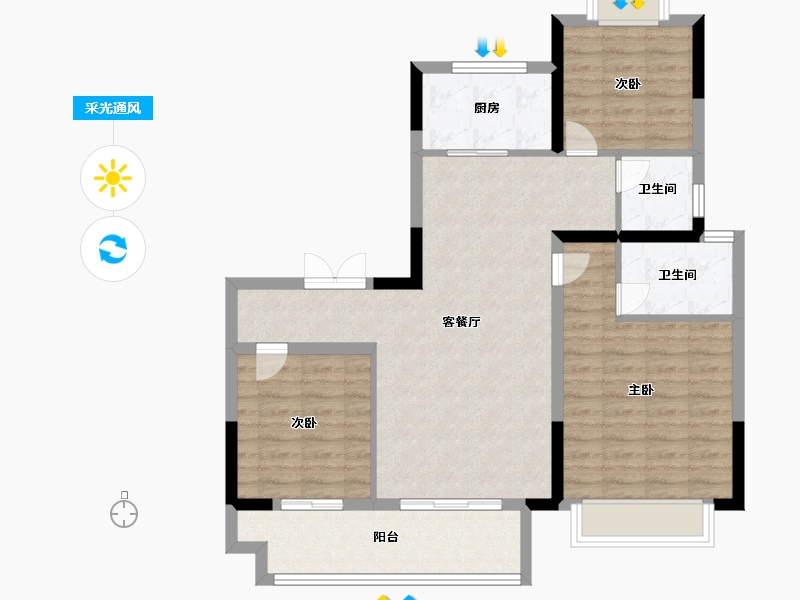 安徽省-阜阳市-世茂时代云著-92.00-户型库-采光通风