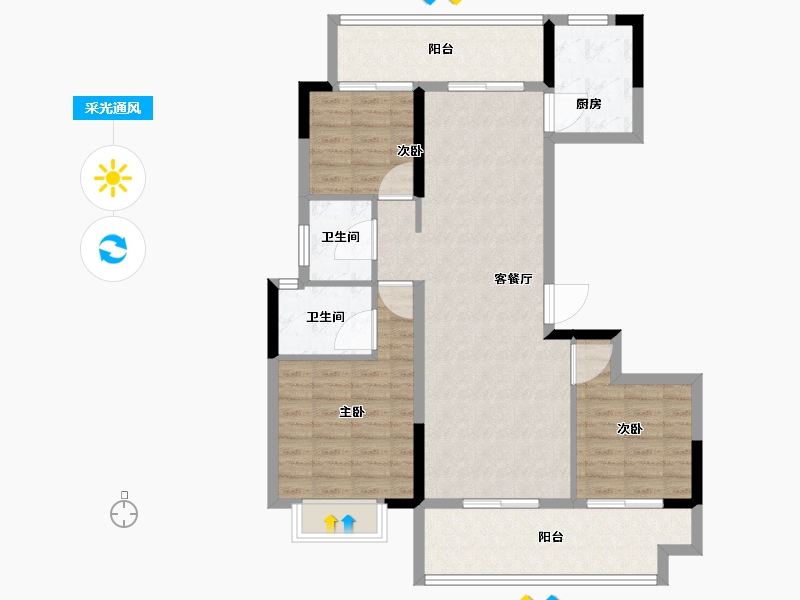 安徽省-阜阳市-界首华安公园城-96.01-户型库-采光通风