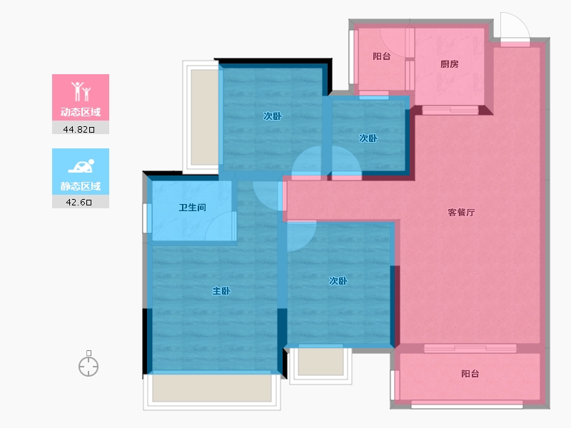 四川省-绵阳市-魏城森邦龙溪湾-76.92-户型库-动静分区