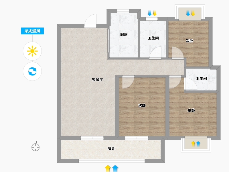 江西省-吉安市-美璟华府-79.57-户型库-采光通风