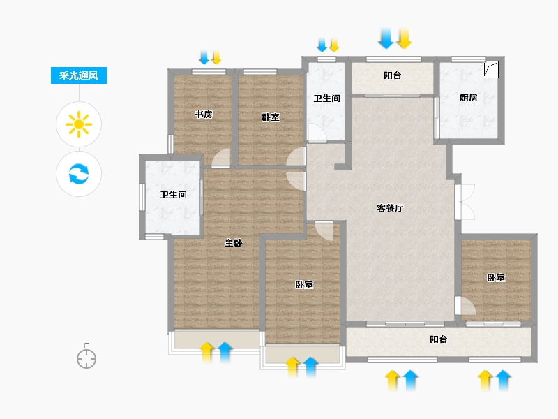 山东省-济宁市-城投绿城·湖畔雲庐-153.04-户型库-采光通风