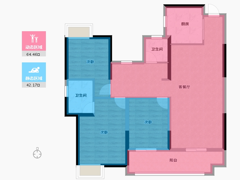 湖南省-常德市-嘉宇柳湖印-95.42-户型库-动静分区