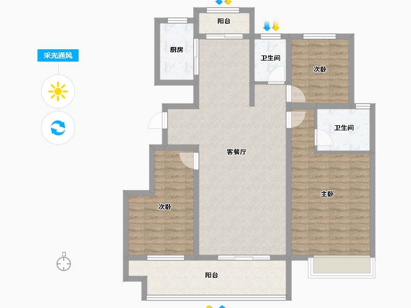 河南省-安阳市-滑县建业尊府-108.95-户型库-采光通风