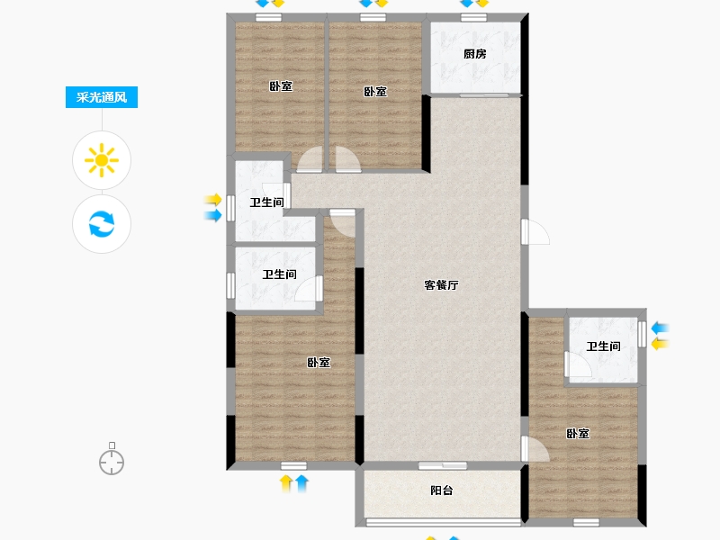 河北省-承德市-豪庭御景二期-139.73-户型库-采光通风