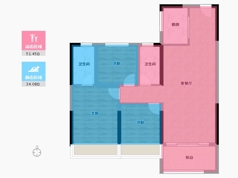 安徽省-滁州市-碧桂园江北新城-76.01-户型库-动静分区