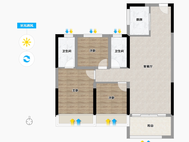 安徽省-滁州市-碧桂园江北新城-76.01-户型库-采光通风