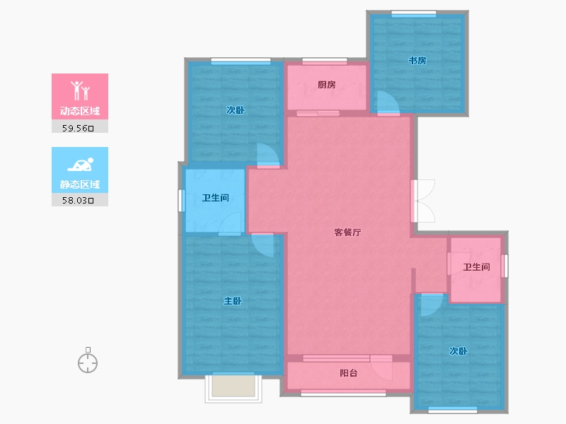 吉林省-吉林市-盈胜春晓-105.55-户型库-动静分区