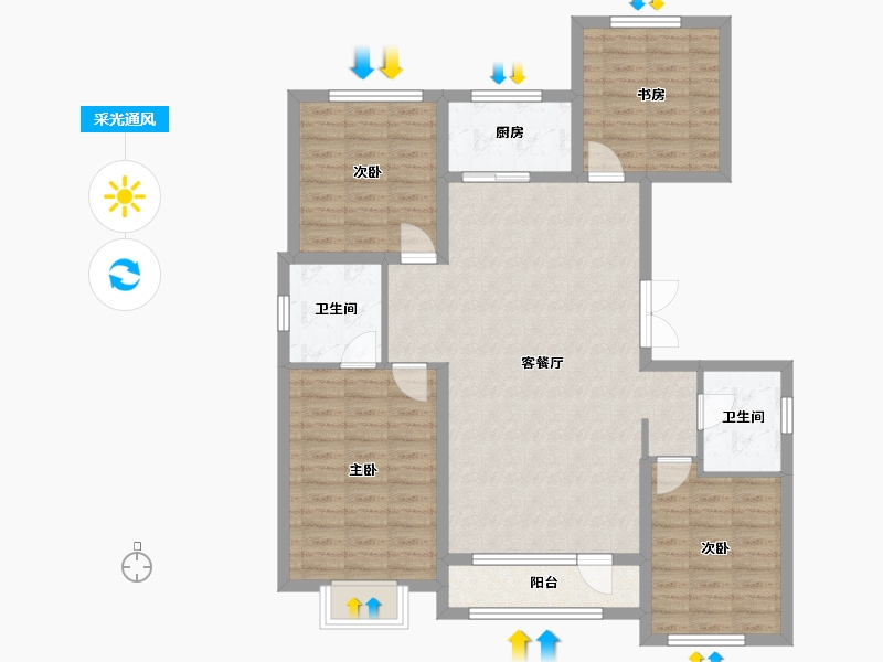 吉林省-吉林市-盈胜春晓-105.55-户型库-采光通风