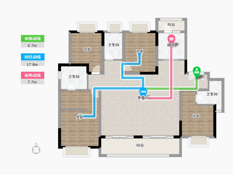 重庆-重庆市-华侨城云麓台-144.80-户型库-动静线