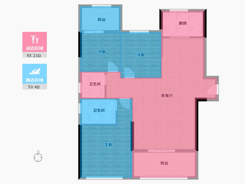 湖南省-衡阳市-金河湾尚品-105.00-户型库-动静分区