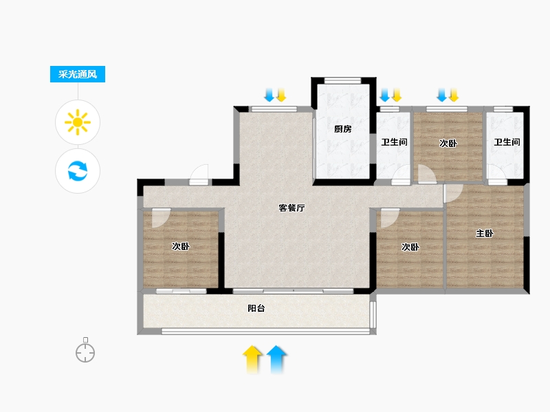 安徽省-滁州市-碧桂园翰林苑-114.41-户型库-采光通风