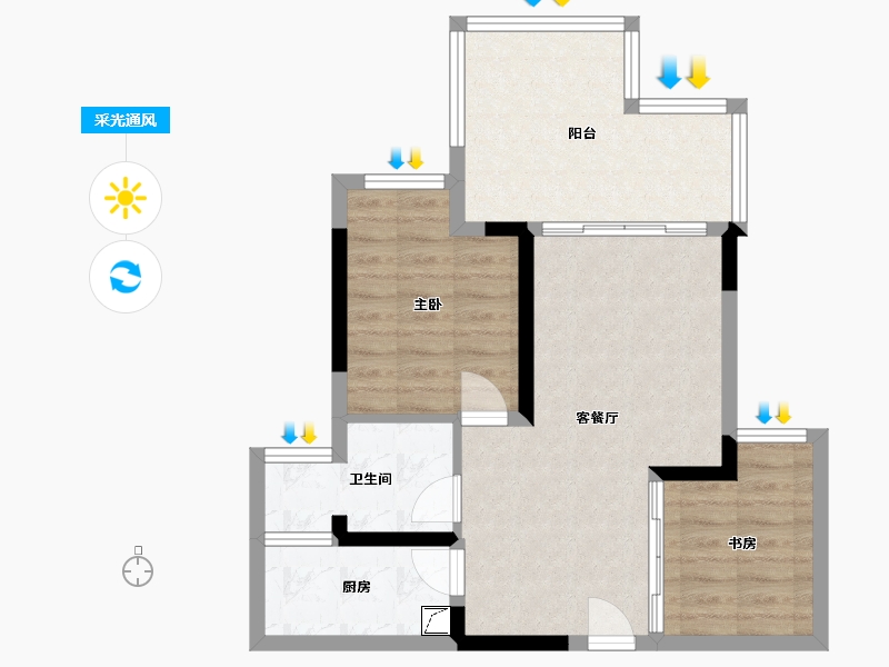 重庆-重庆市-龙湖森镜-56.25-户型库-采光通风