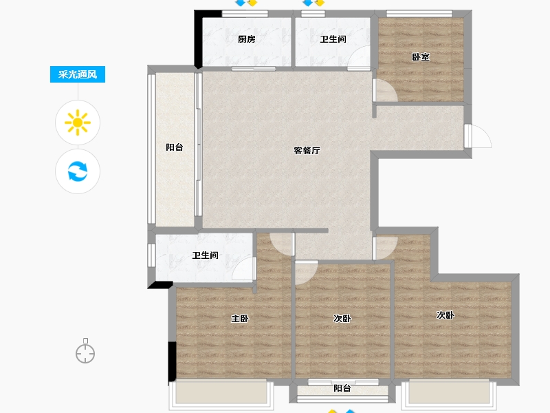 浙江省-丽水市-美林松州华庭-114.40-户型库-采光通风