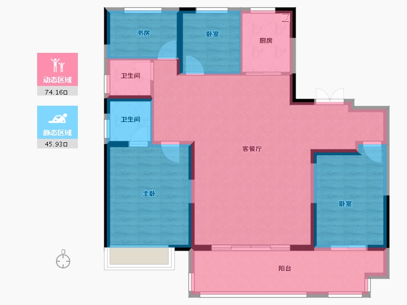 河南省-安阳市-建业世和府北园-108.54-户型库-动静分区