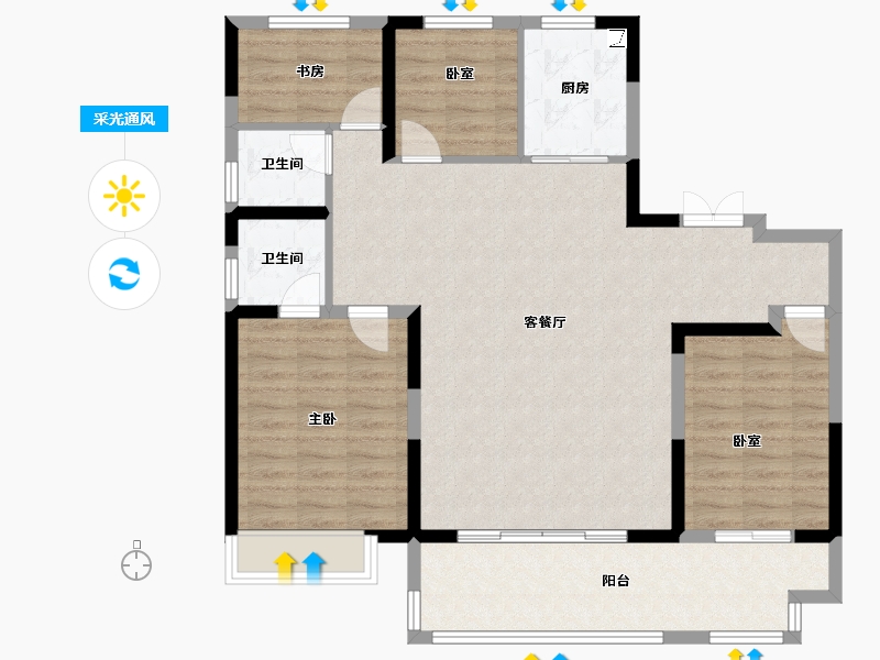 河南省-安阳市-建业世和府北园-108.54-户型库-采光通风