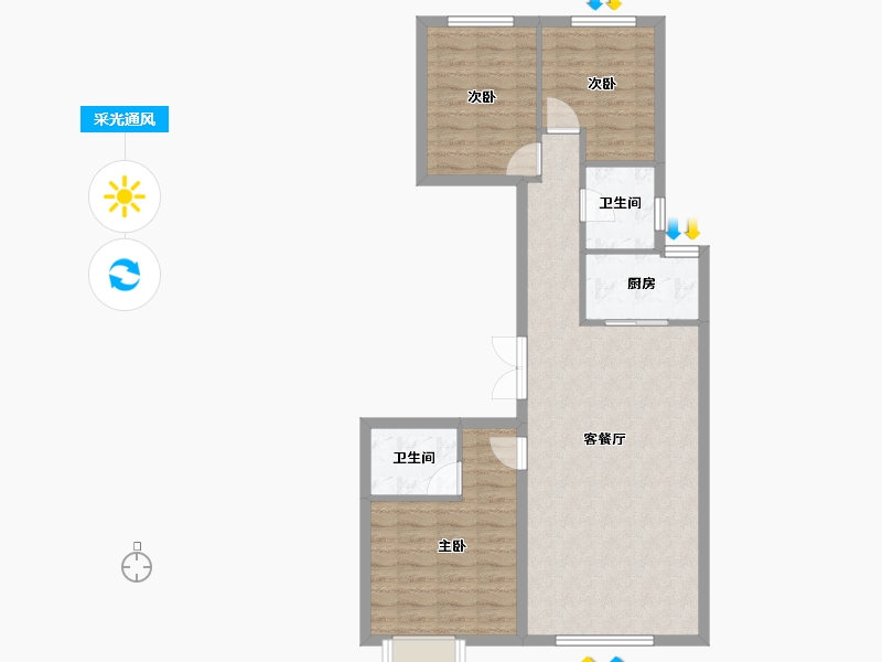 内蒙古自治区-包头市-方兴衛仕府-78.80-户型库-采光通风