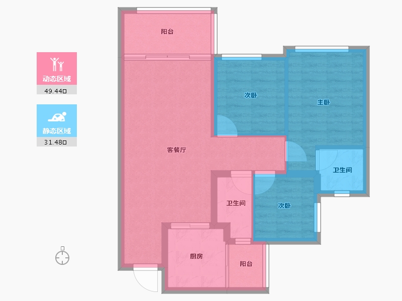 四川省-广安市-龙鑫美湖湾-72.18-户型库-动静分区