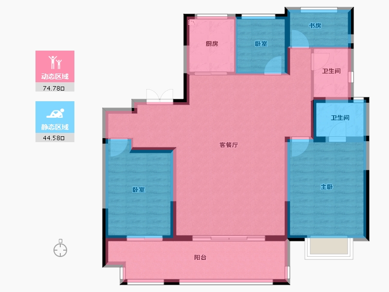 河南省-安阳市-建业世和府北园-107.79-户型库-动静分区