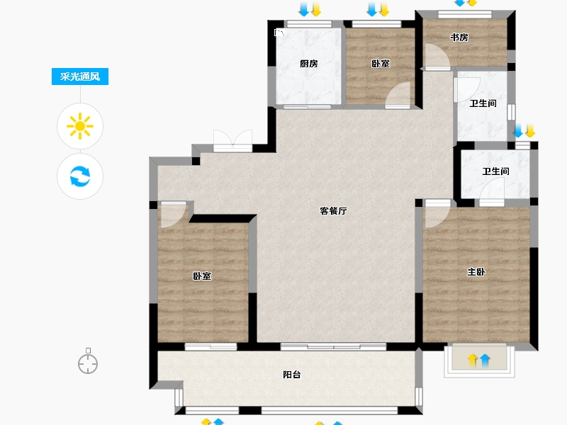 河南省-安阳市-建业世和府北园-107.79-户型库-采光通风