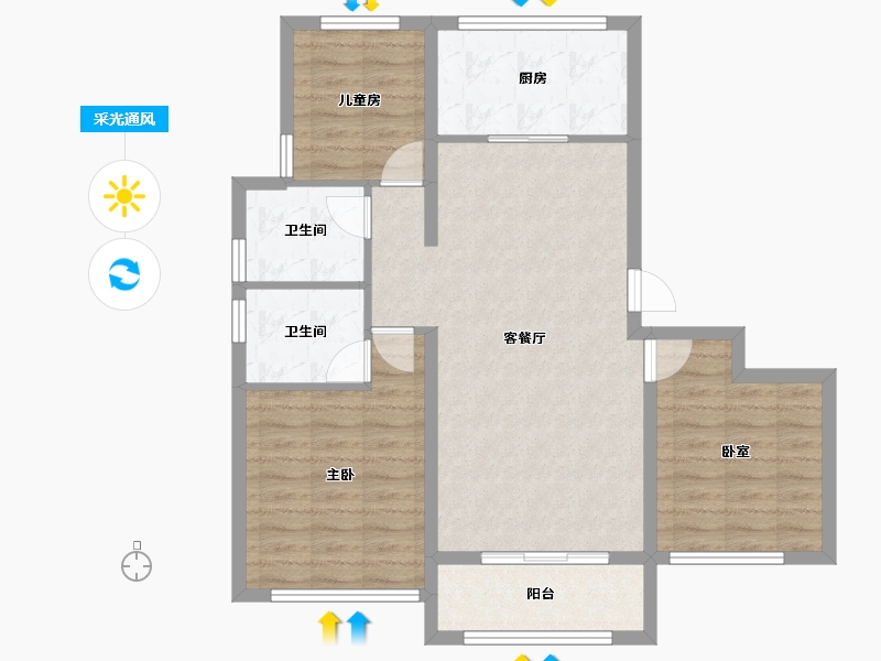 河南省-周口市-中煦·春风十里昕园-84.25-户型库-采光通风