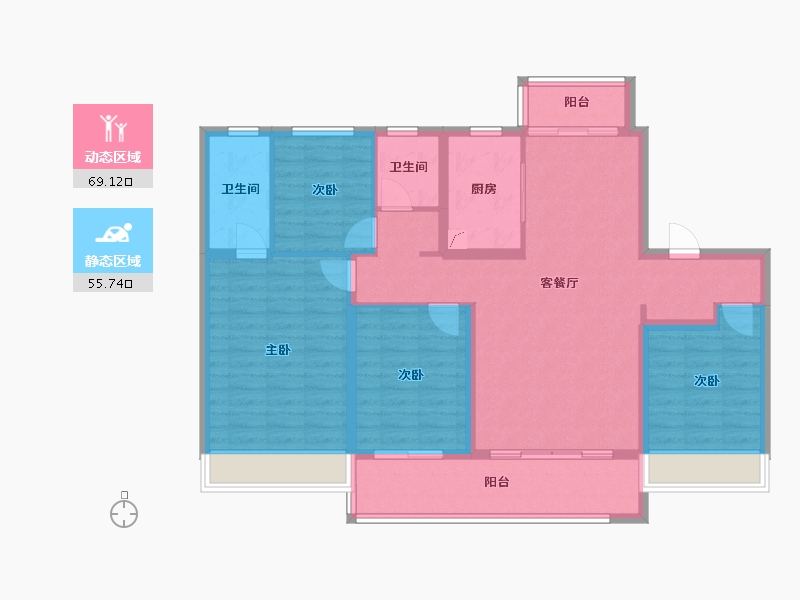 江苏省-苏州市-琴湖会客厅琴颂雅院-112.00-户型库-动静分区