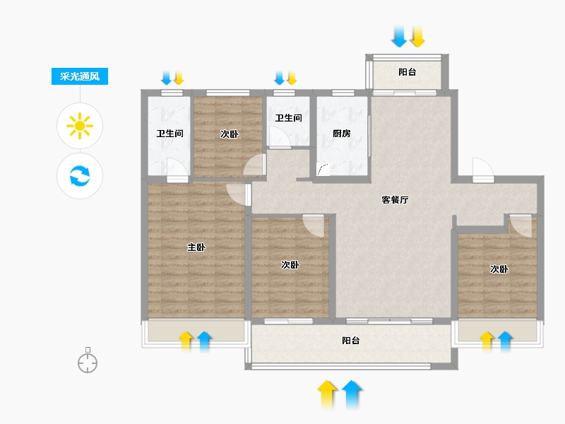 江苏省-苏州市-琴湖会客厅琴颂雅院-112.00-户型库-采光通风