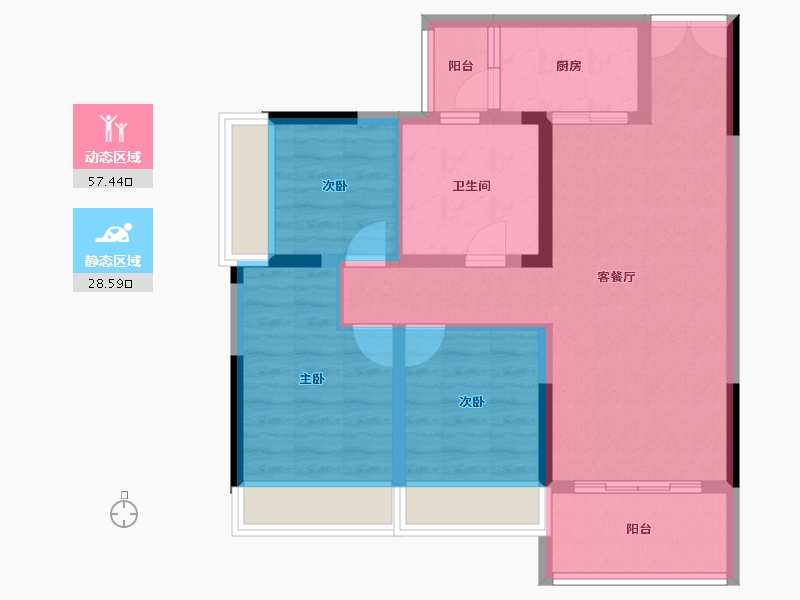 贵州省-毕节市-雍台锦园-76.33-户型库-动静分区