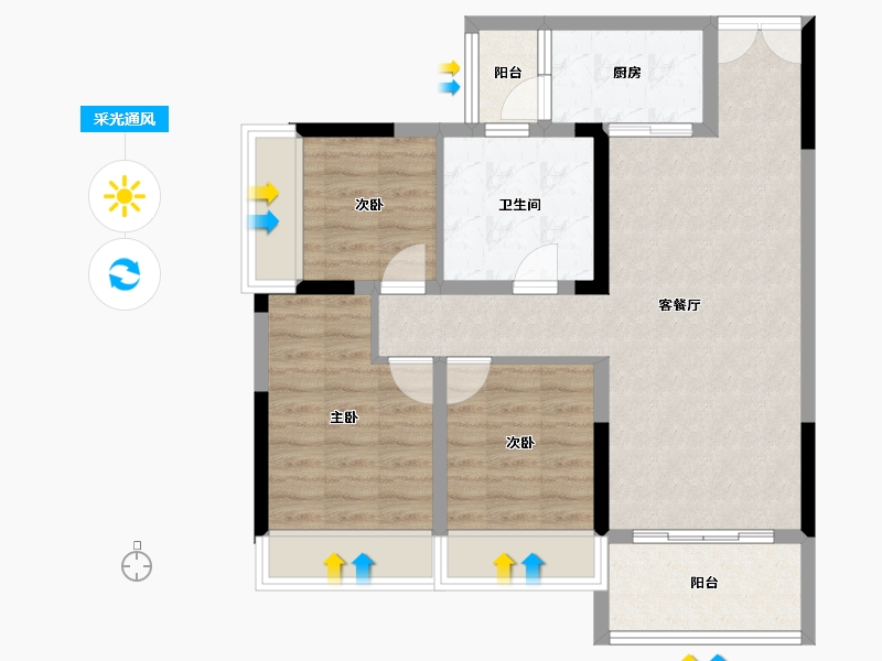 贵州省-毕节市-雍台锦园-76.33-户型库-采光通风