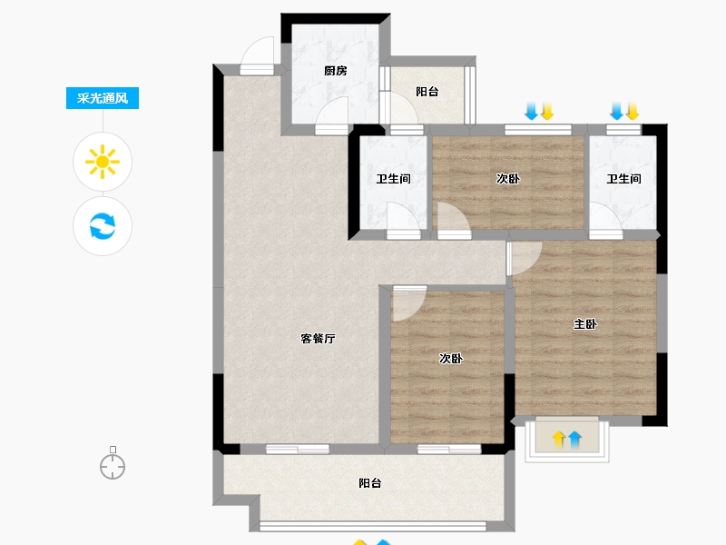 广西壮族自治区-桂林市-新安厦西宸源菩-87.21-户型库-采光通风