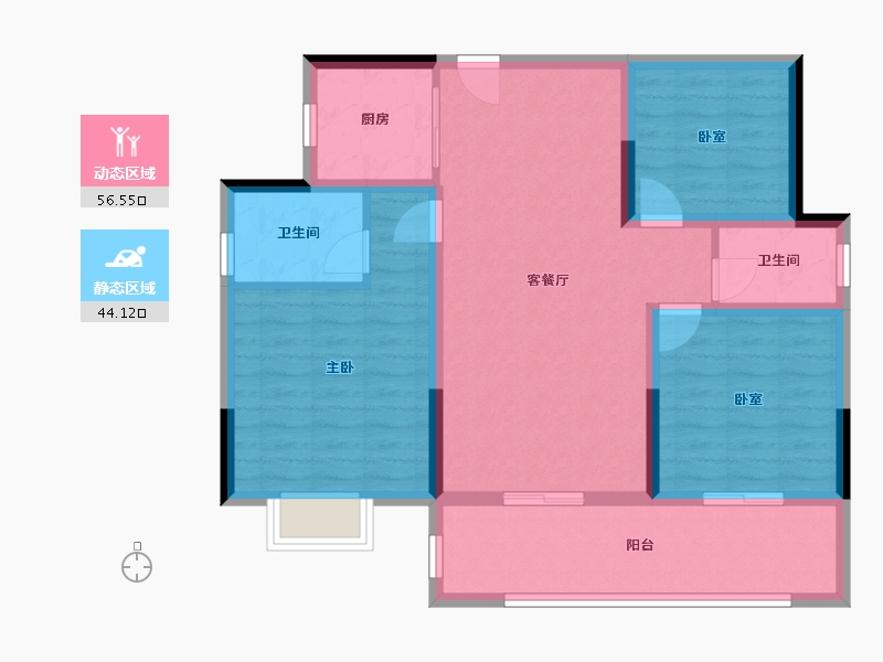 广西壮族自治区-桂林市-昭州鑫城C4区-89.87-户型库-动静分区