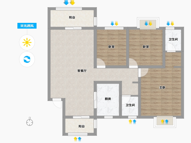 广西壮族自治区-桂林市-昭州鑫城C4区-92.05-户型库-采光通风