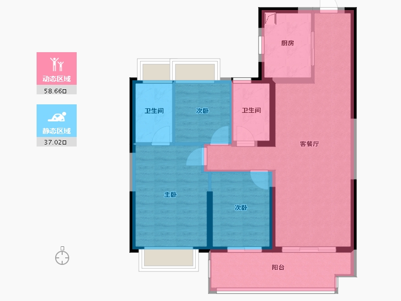 江苏省-苏州市-碧桂园凤凰荟-85.69-户型库-动静分区