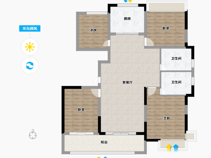 安徽省-淮北市-华松·葳墅颐景南区-121.55-户型库-采光通风