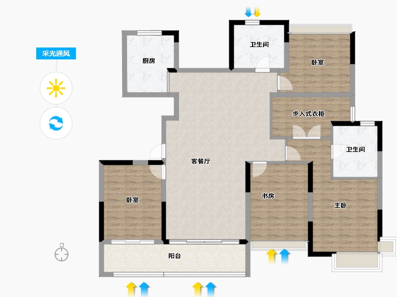 安徽省-淮北市-华松·葳墅颐景南区-146.37-户型库-采光通风