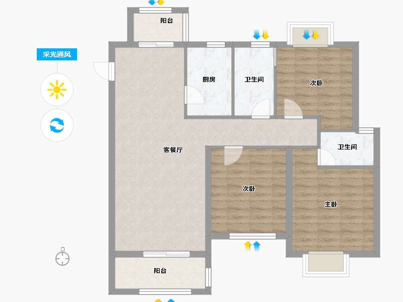 江西省-吉安市-美璟华府-93.50-户型库-采光通风