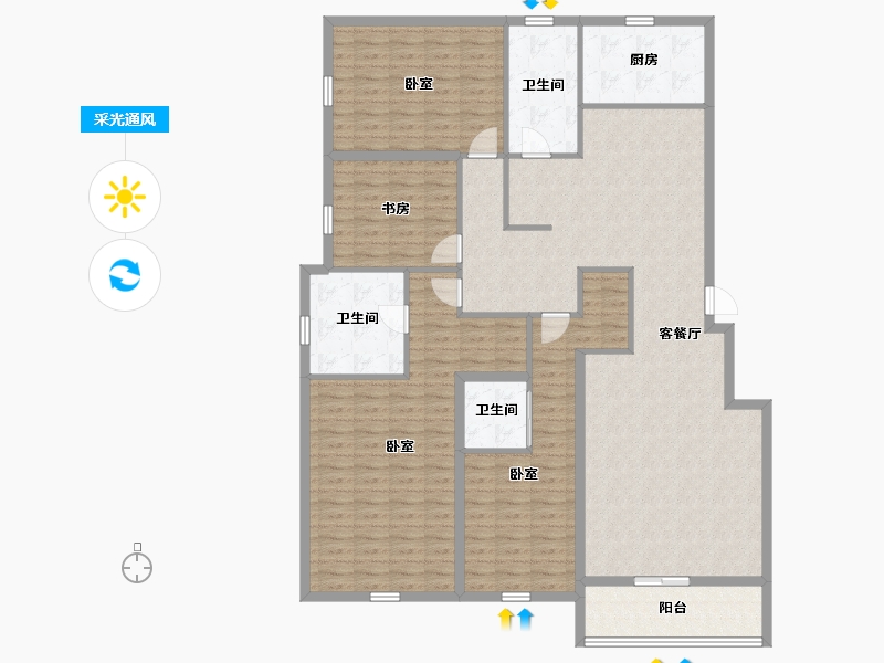 河北省-承德市-豪庭御景二期-166.76-户型库-采光通风