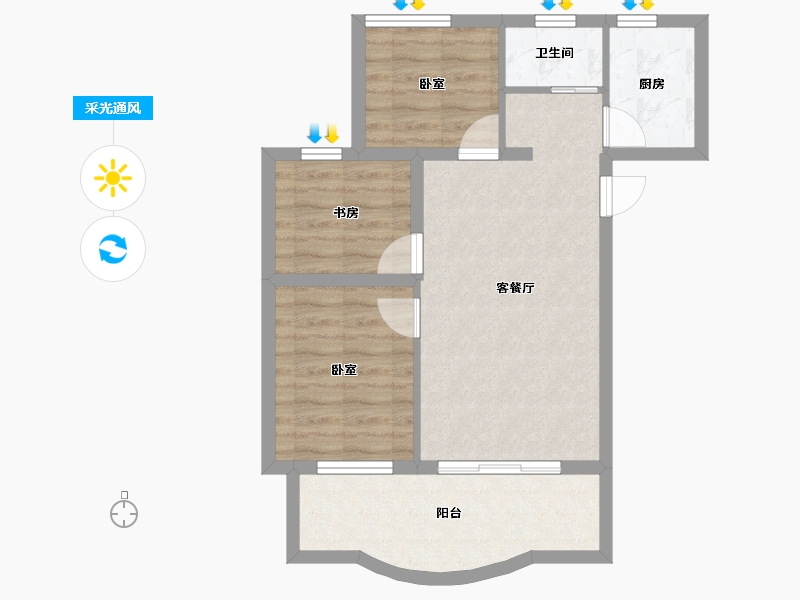 四川省-乐山市-天下学府-62.39-户型库-采光通风