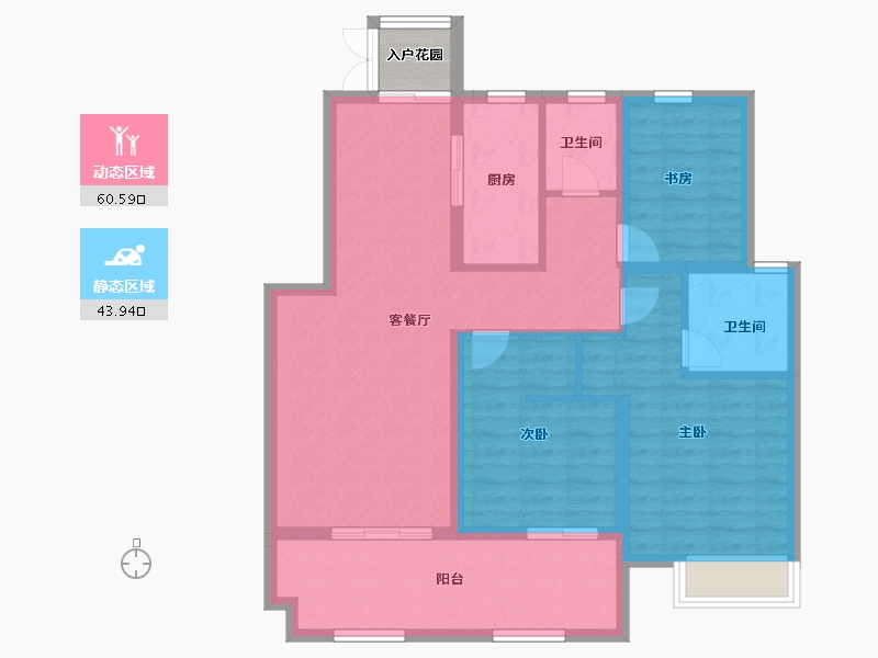 江苏省-淮安市-明发金色水岸-95.90-户型库-动静分区