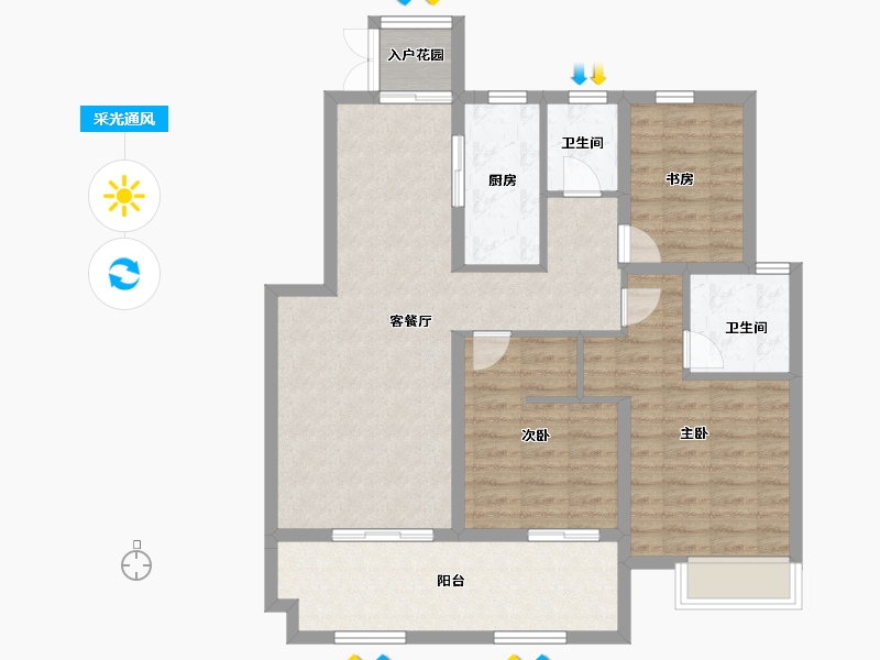 江苏省-淮安市-明发金色水岸-95.90-户型库-采光通风