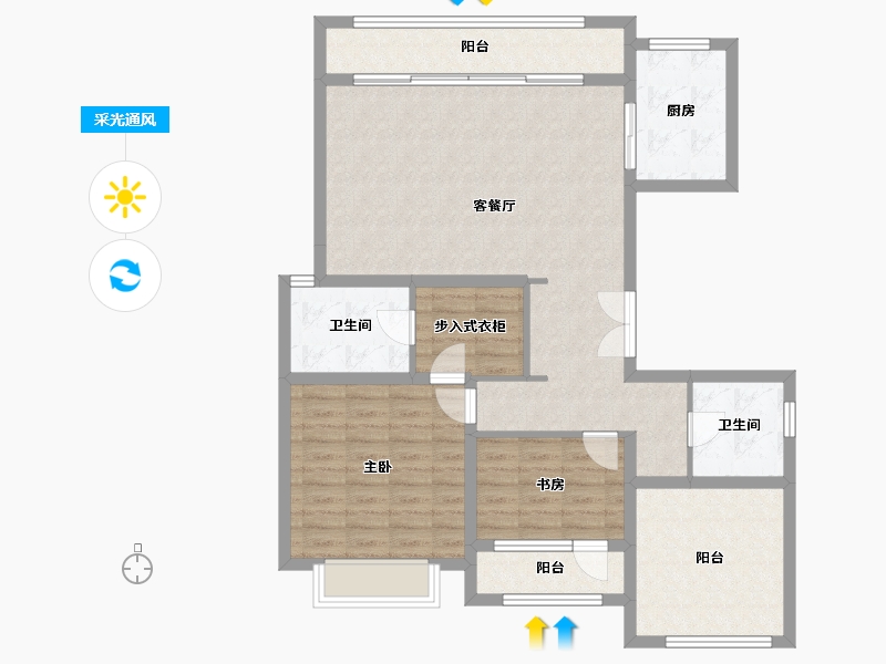 吉林省-吉林市-盈胜春晓-109.69-户型库-采光通风