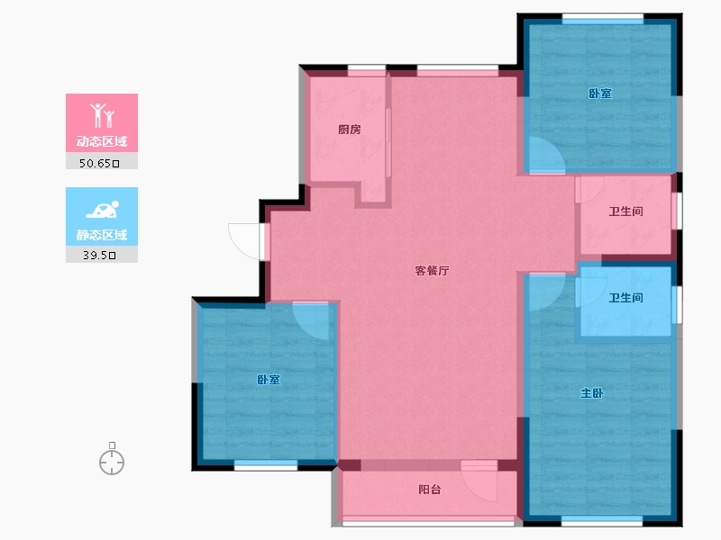 吉林省-吉林市-泊逸·天玺甲第-80.62-户型库-动静分区