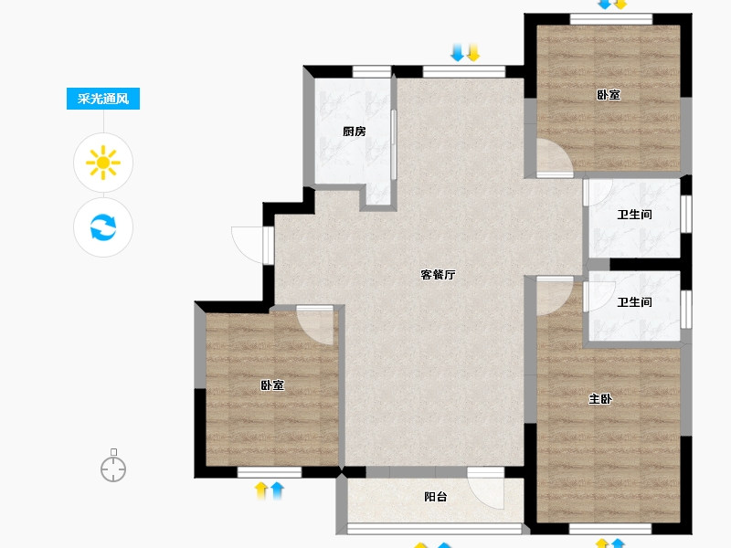 吉林省-吉林市-泊逸·天玺甲第-80.62-户型库-采光通风