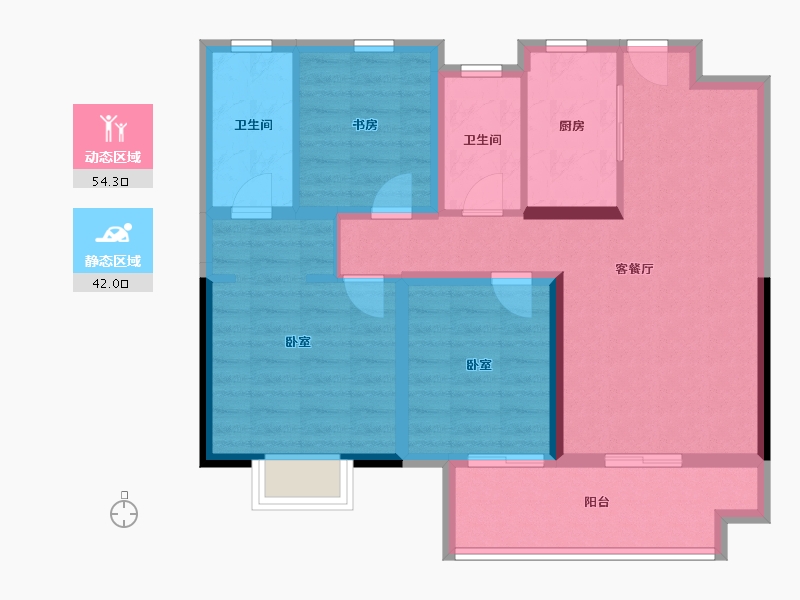 陕西省-安康市-中梁宸院-85.60-户型库-动静分区